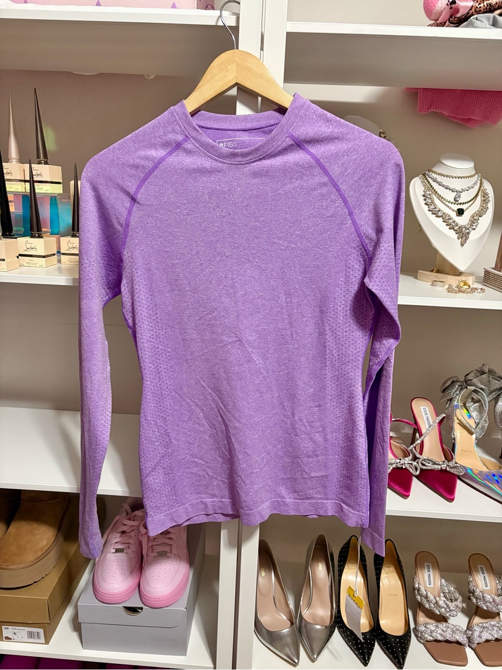 NWT $78 FIGS Salta Seamless Underscrub Purple Long-Sleeve Top Size SMALL